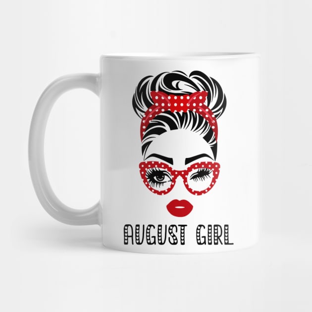 August Girl Woman Face Wink Eyes Lady Face Birthday Gift by Tun Clothing